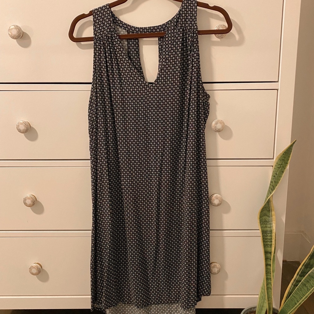 black & white patterned shift dress